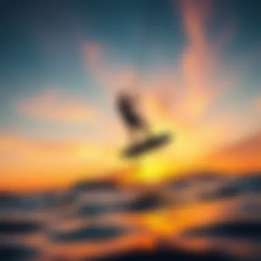 A breathtaking sunset view while e foiling on the water