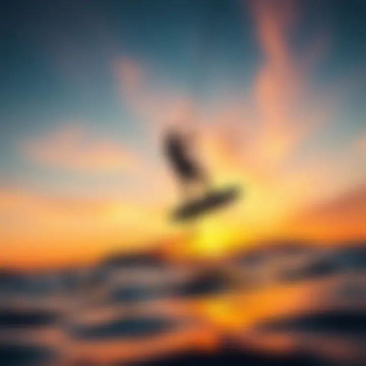 A breathtaking sunset view while e foiling on the water