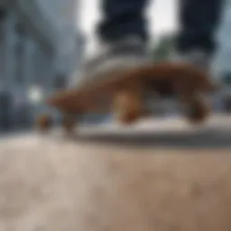 Close-up of a beginner skateboard with a wide deck