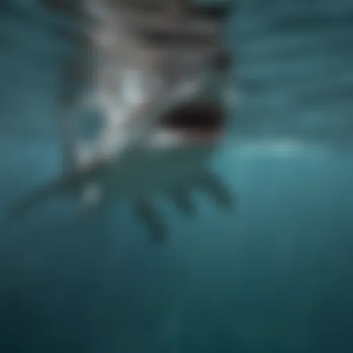 A sleek shark gliding through crystal clear waters, showcasing its elegance and power.