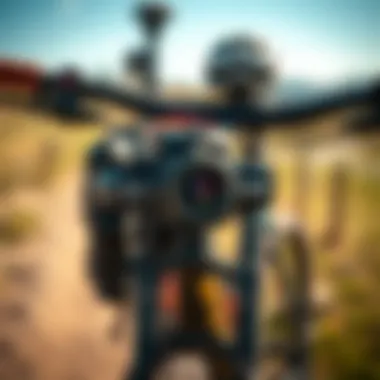 A close-up of an athlete's bicycle gear setup