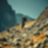A mountain biker navigating rocky terrain during a race