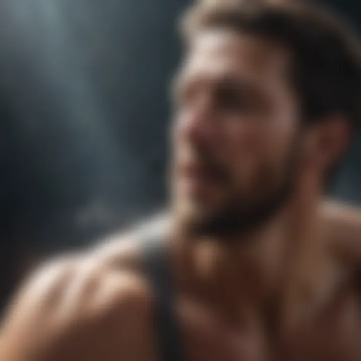Close-up of a person performing breathing exercises