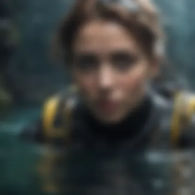 Exploring Depths: The Art of Underwater Breathing A serene underwater scene with a diver exploring