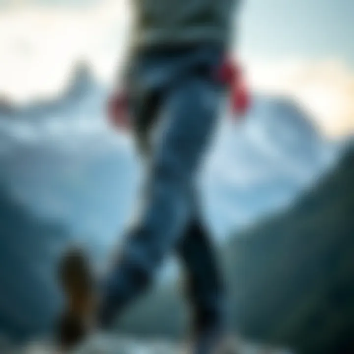 EPTM Sweat Pants for Climbing Adventures A climber wearing EPTM sweat pants against a mountain backdrop