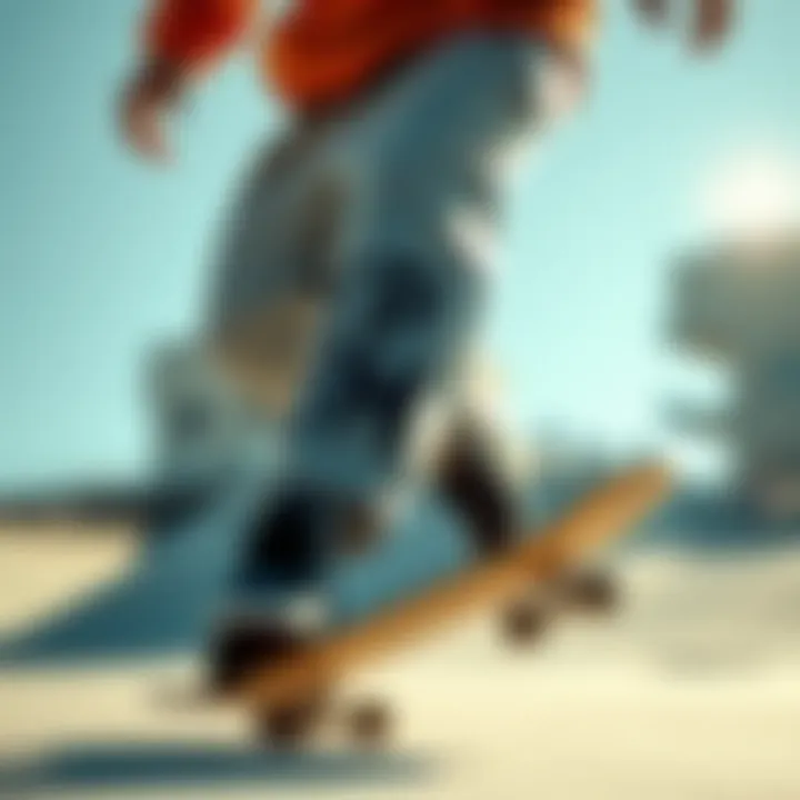 EPTM Sweat Pants in Skateboarding Stylish EPTM sweat pants in action during a skateboard stunt