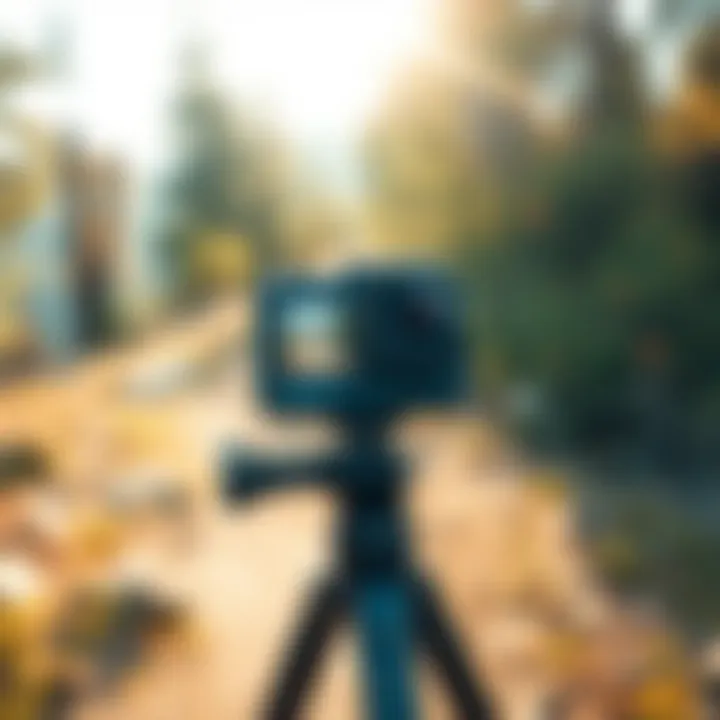 GoPro Tripod Setup for Mountain Biking GoPro set up on a tripod capturing a mountain biking trail