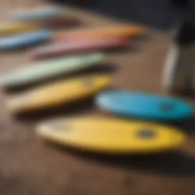 Various types of wax removers displayed for surfboards.