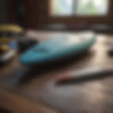 Key Maintenance Tools for Surfboards Essential surfboard maintenance tools arranged neatly.