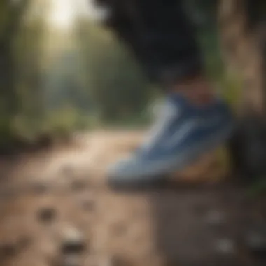 Vans running shoes on various terrains