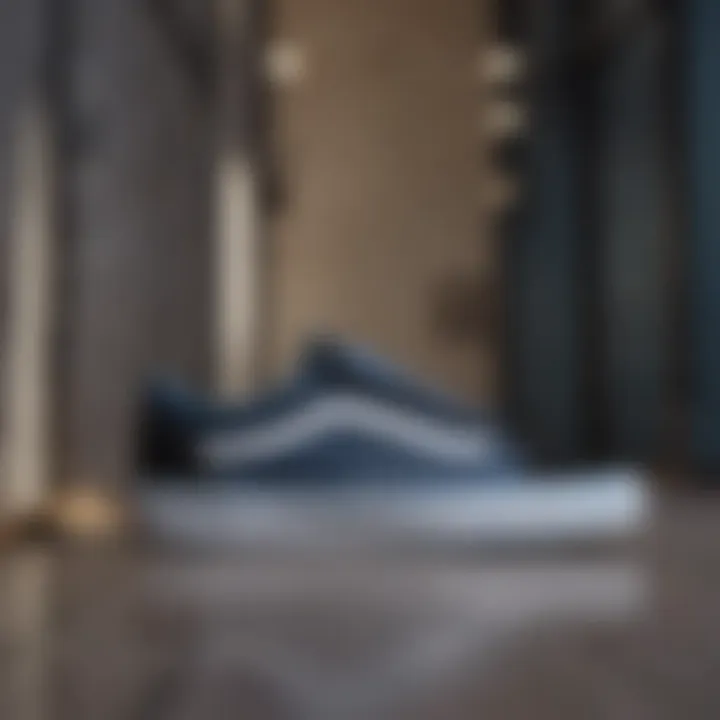 Sleek design of Black and Blue Vans Old Skool