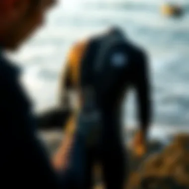 Maintenance tips displayed with wetsuit cleaning tools