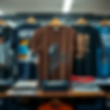 Retail Display of Affordable Graphic Tees Retail display of affordable graphic tees for extreme sports