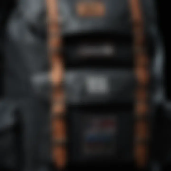 Close-up of the intricate design details of the Herschel backpack