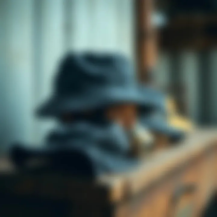 Style Variations of Amazon Black Bucket Hat Various styles of the Amazon black bucket hat displayed on a rustic surface.