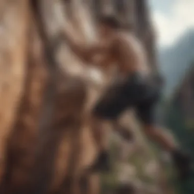 Climbing with Confidence A climber conquering a rock face, dressed in functional short shorts