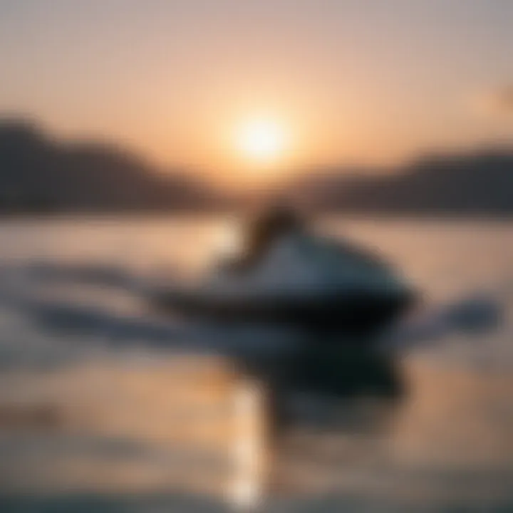 Scenic view of aqua foiling at sunset