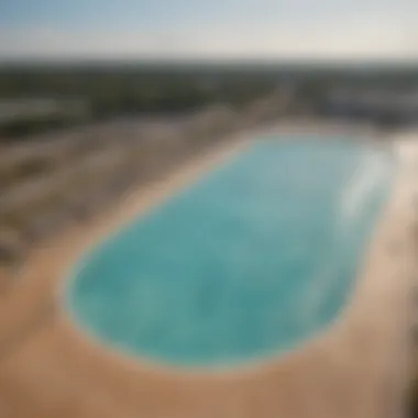 Aerial view of the Austin Wave Pool showcasing its innovative design