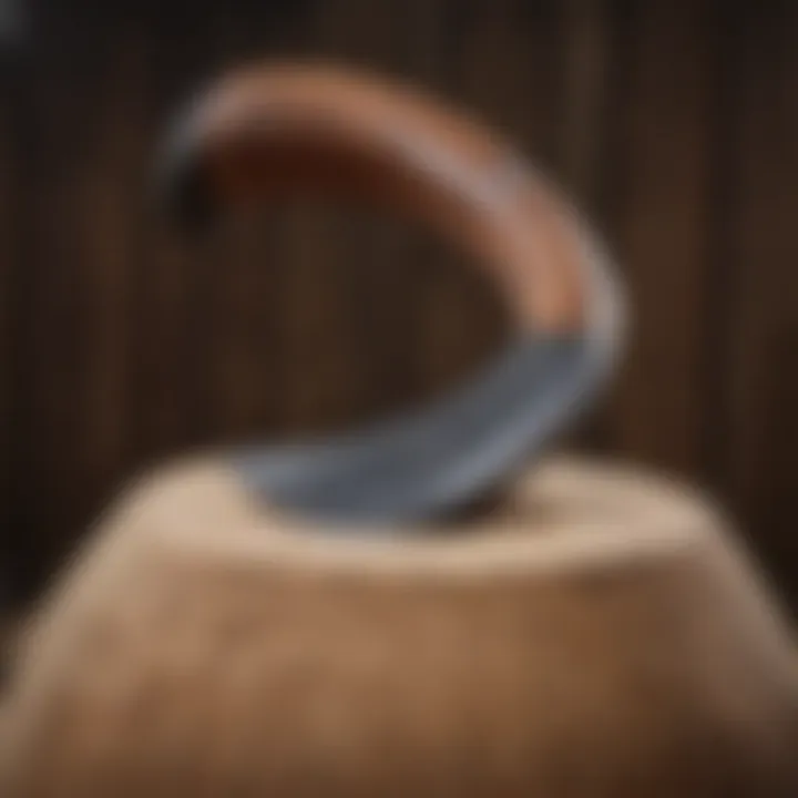 Close-up of a well-crafted axe ready for throwing