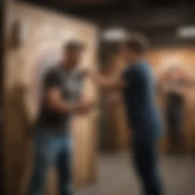 Community Spirit: Engaging in Axe Throwing Together Group of enthusiasts enjoying an axe throwing session