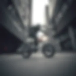 Dynamic black and white Filas in an urban extreme sports setting