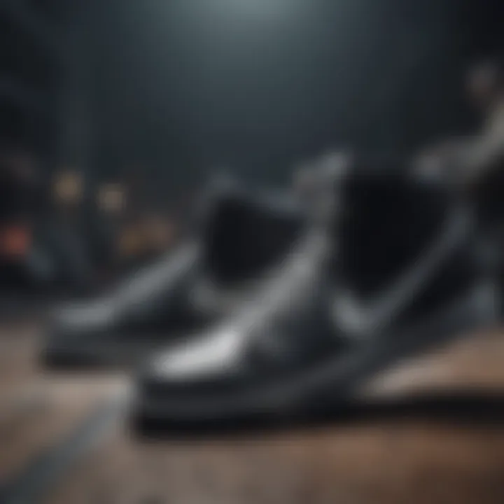 Dynamic performance of black and white Nike shoes in extreme sports