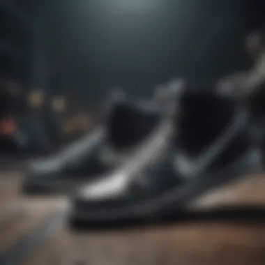 Performance in Extreme Sports Dynamic performance of black and white Nike shoes in extreme sports