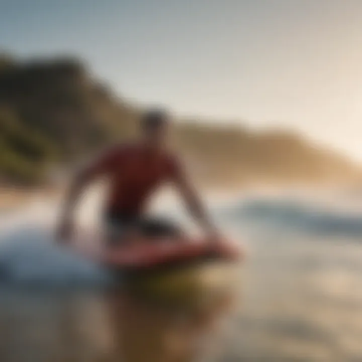 Spectacular beach view with bodyboarders