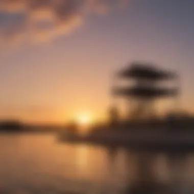 Tranquil Sunset Over the Cable Wake Experience A serene sunset view over a cable wake park, highlighting the tranquil environment