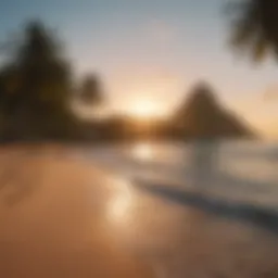 A tranquil view of Coconut Bay Beach at sunrise