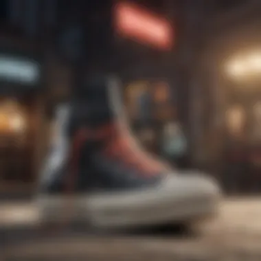 A creative layout exhibiting various colorways of the Converse Chuck Taylor high top platform.