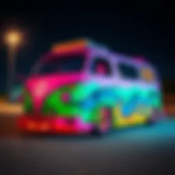 Colorful custom vans showcasing unique designs