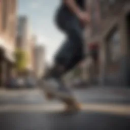 Dynamic action shot of a skater wearing DC Shoes hightops