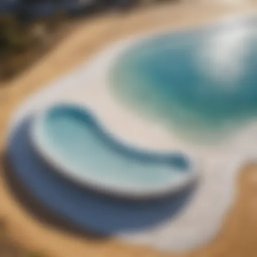 An aerial view of a modern wave pool in Australia showcasing its unique design.
