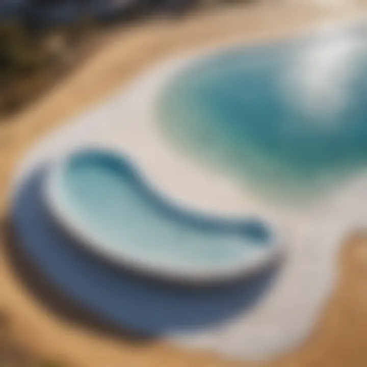 An aerial view of a modern wave pool in Australia showcasing its unique design.