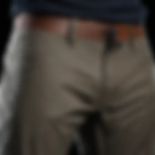 Close-up of DC skate pants material showcasing durability and flexibility