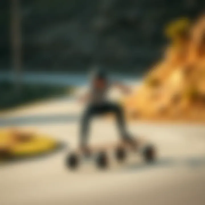 A longboard rider demonstrating the maneuverability of 69mm wheels on a winding path.