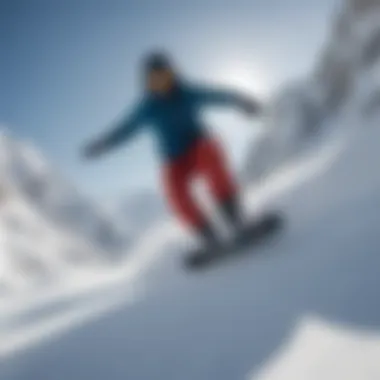 Practicing Basic Snowboard Tricks Beginner snowboarder practicing a basic trick