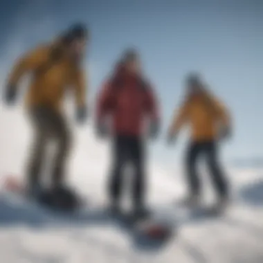 Sharing Snowboard Tricks and Techniques Group of snowboarders sharing tips and techniques