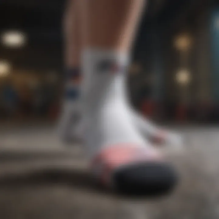 Close-up view of Fila low cut socks highlighting material texture and quality