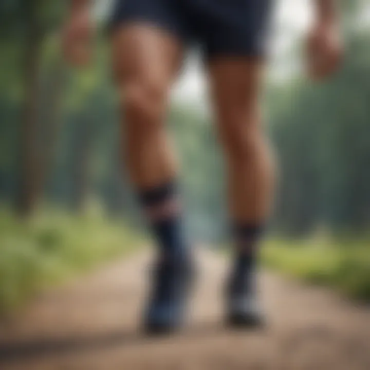 A vibrant outdoor scene featuring a runner wearing Fila low cut socks