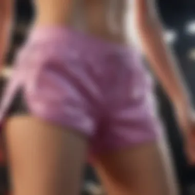 Close-up of innovative materials used in female sweat shorts for performance