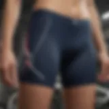 Close-up of Fila bike shorts highlighting advanced fabric technology