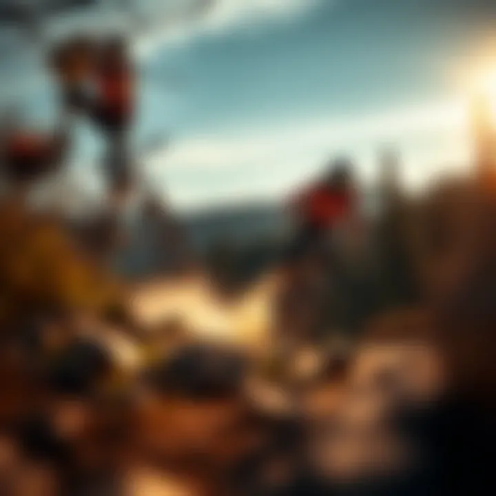 Flare camo pants in action during a mountain biking adventure