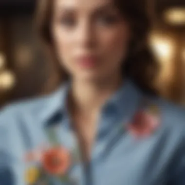 Modern Styling with Flower Button-Up Shirt A stylish flower button-up shirt paired with accessories for a modern look.