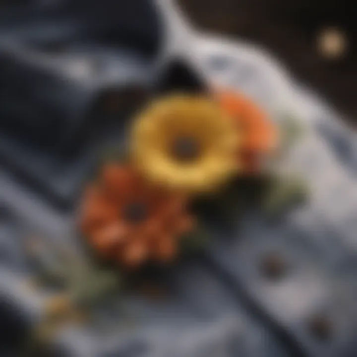 A collection of sustainable materials used in making flower button-up shirts.