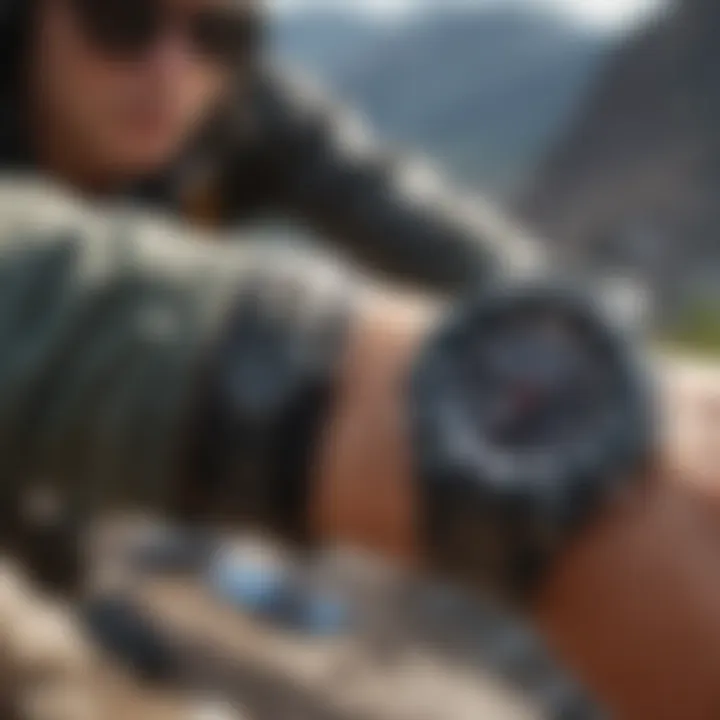 G-Shock watch on adventurer's wrist during high-adrenaline activity