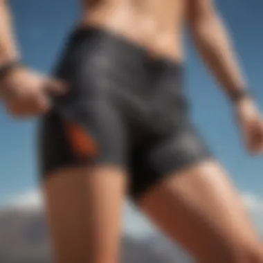 Achieving the Perfect Fit for Extreme Activities A close-up of a model demonstrating the fit and comfort of high-performance shorts
