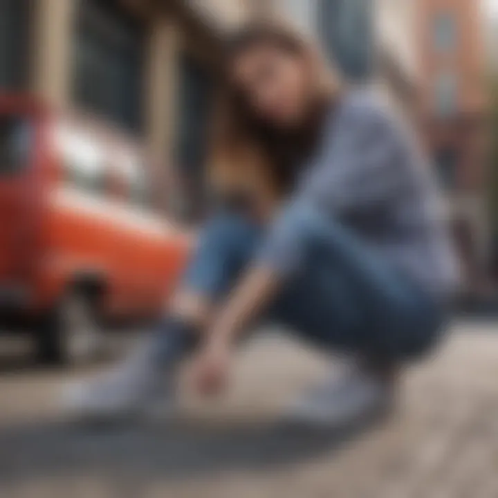 A stylish urban outfit complemented by checkered Vans