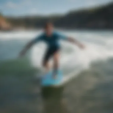 Surfing lessons in action at La Pointe Surf Camp